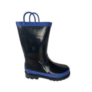 DEER STAGS toddler Puddle Jumper Rain boots, black/blue, size 12M youth